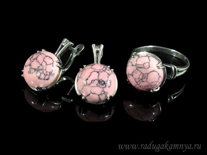 Ring Earrings with a kaholong (imitation), color pink size 20