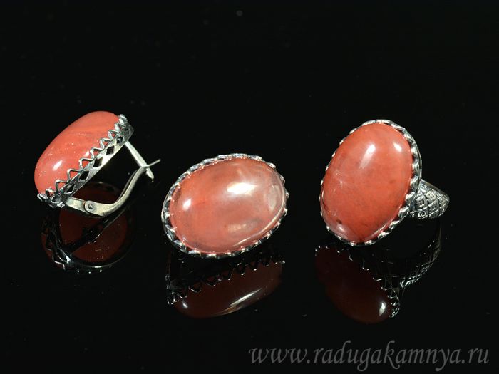 Ring Earrings with Chalcedony imitation size 17