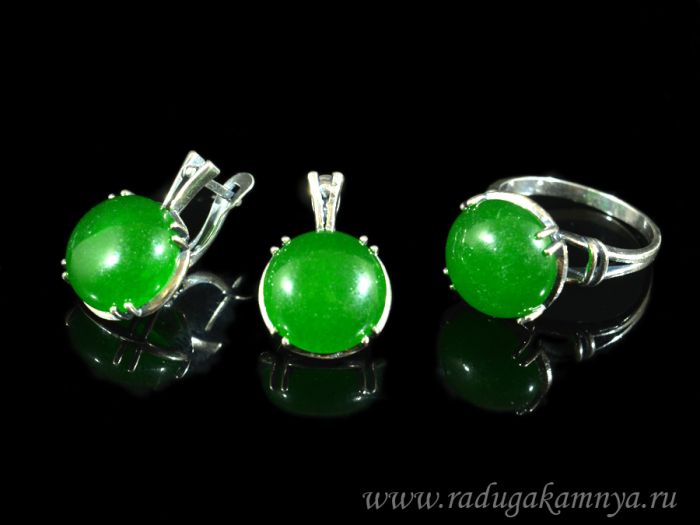 Ring Earrings with quartz (imitation chrysoprase) size 20