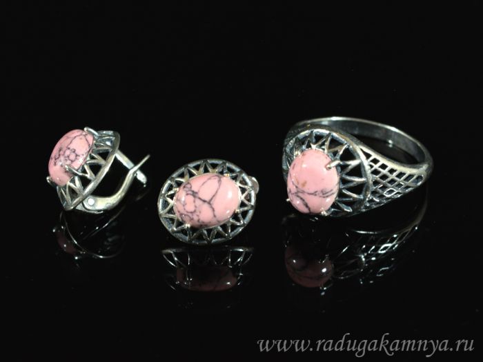 Ring Earrings with a kaholong (imitation), color pink size 20