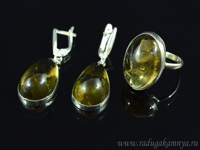 Citrine ring and earrings, size-19