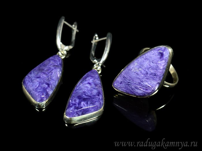 Ring earrings with charoite grace, size-17