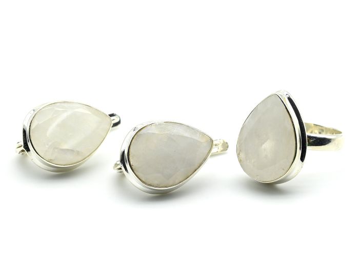 Ring Earrings with white granite 15*19mm, size 19, 14.6g