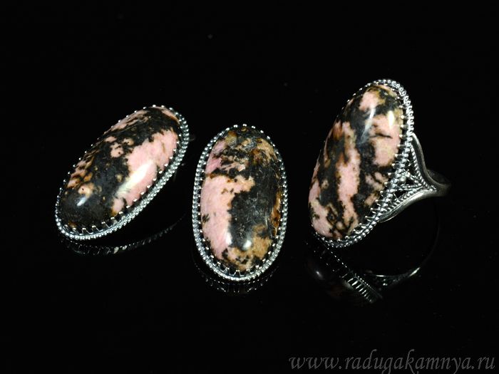 Ring Earrings with rhodonite size 21