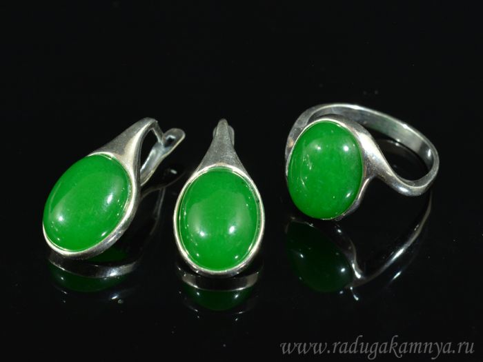 Ring Earrings with quartz (imitation chrysoprase) size 18