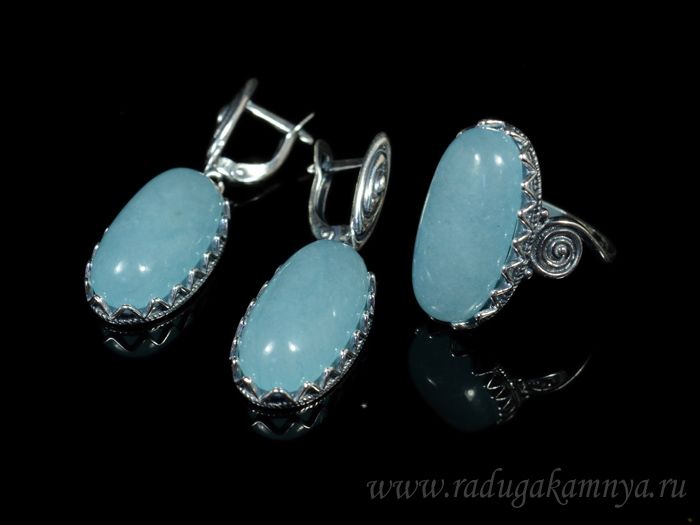 Ring Earrings with quartz blue size 18