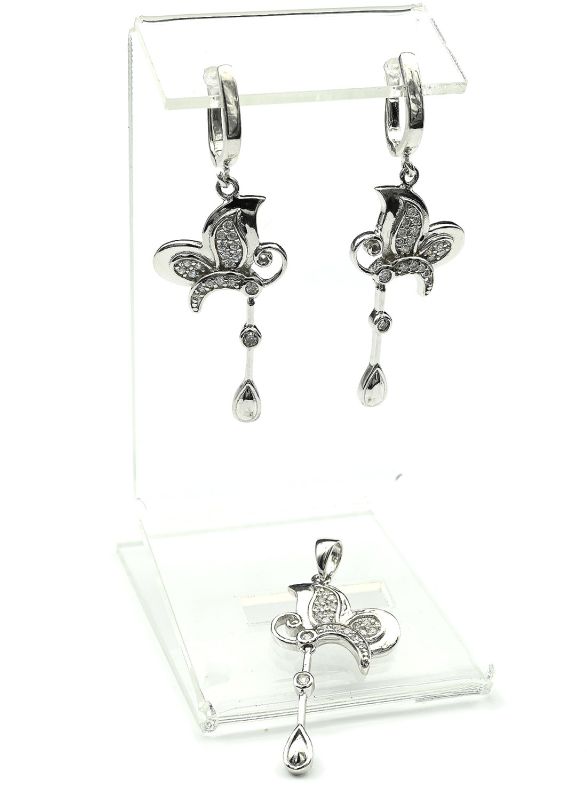 Earrings and Pendant with cubic zirconia, 9.6g