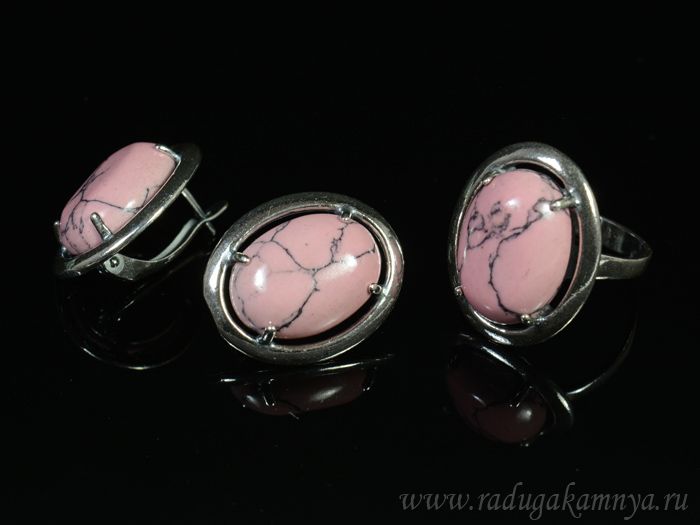 Ring Earrings with a kaholong (imitation), color pink, size 18