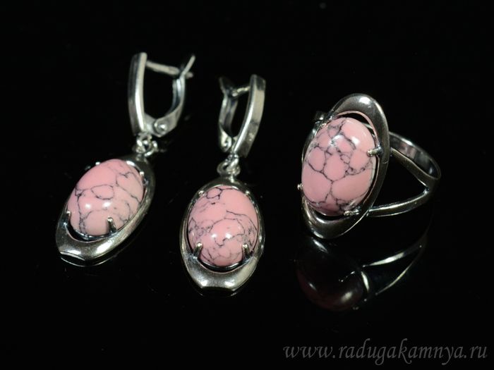 Ring Earrings with a kaholong (imitation) color pink size 17