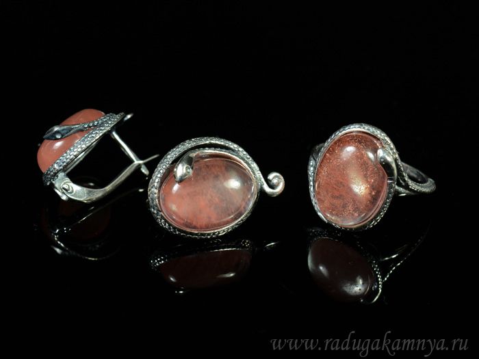 Ring Earrings with Chalcedony imitation size 19