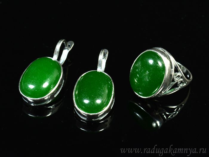 Ring Earrings with quartz (imitation chrysoprase) size 18