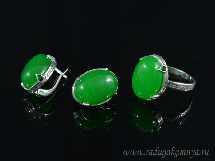 Ring Earrings with quartz (imitation chrysoprase) size 19