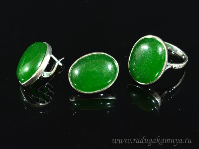 Ring Earrings with Chrysoprase imitation size 21