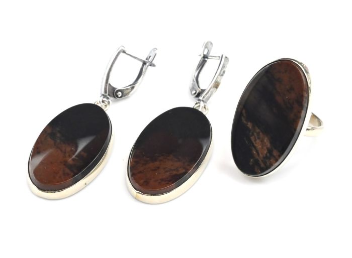 Obsidian Oval Ring Earrings, size 17