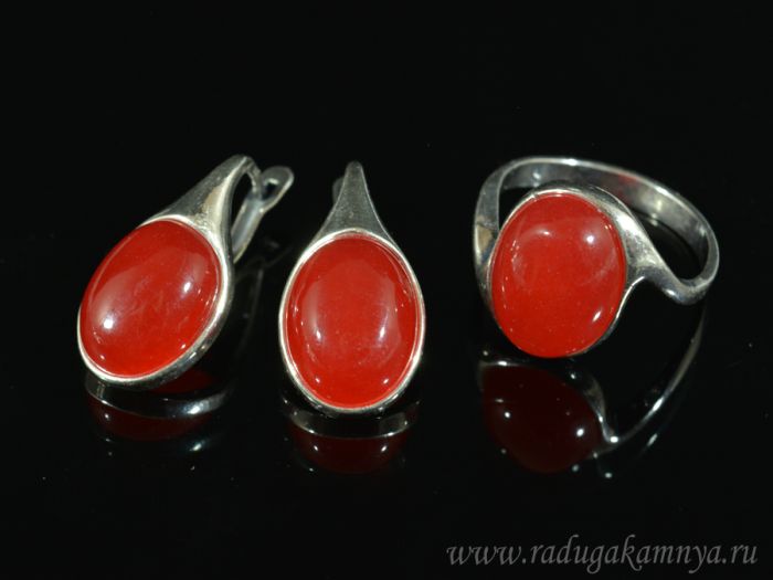 Ring Earrings with quartz (imitation ruby) size 20