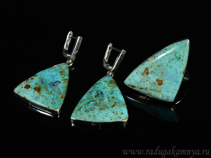 Ring earrings with chrysocolla grace, size 18